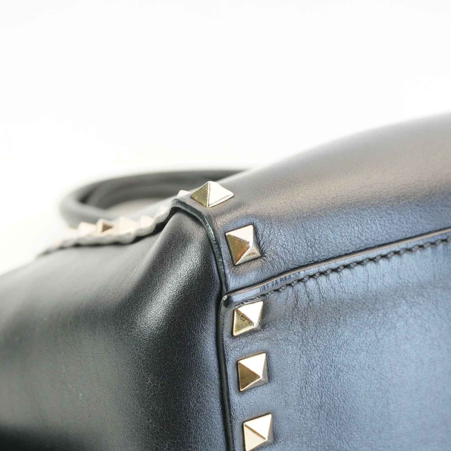 Valentino Rockstud Grainy Tote GHW Small Black