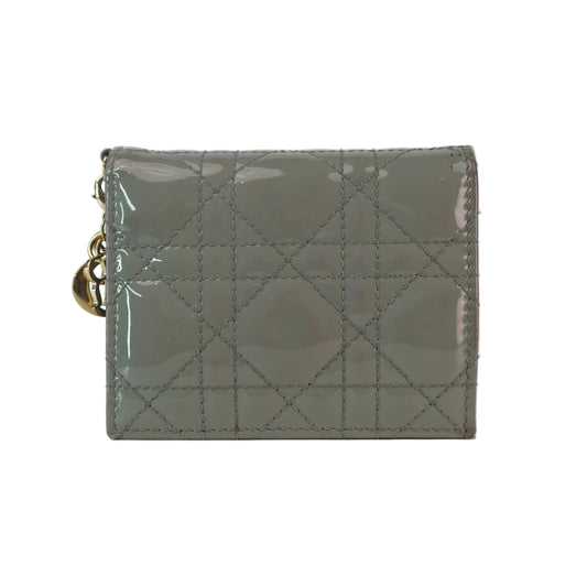 Dior	Lady Dior Lotus Wallet Gray Patent