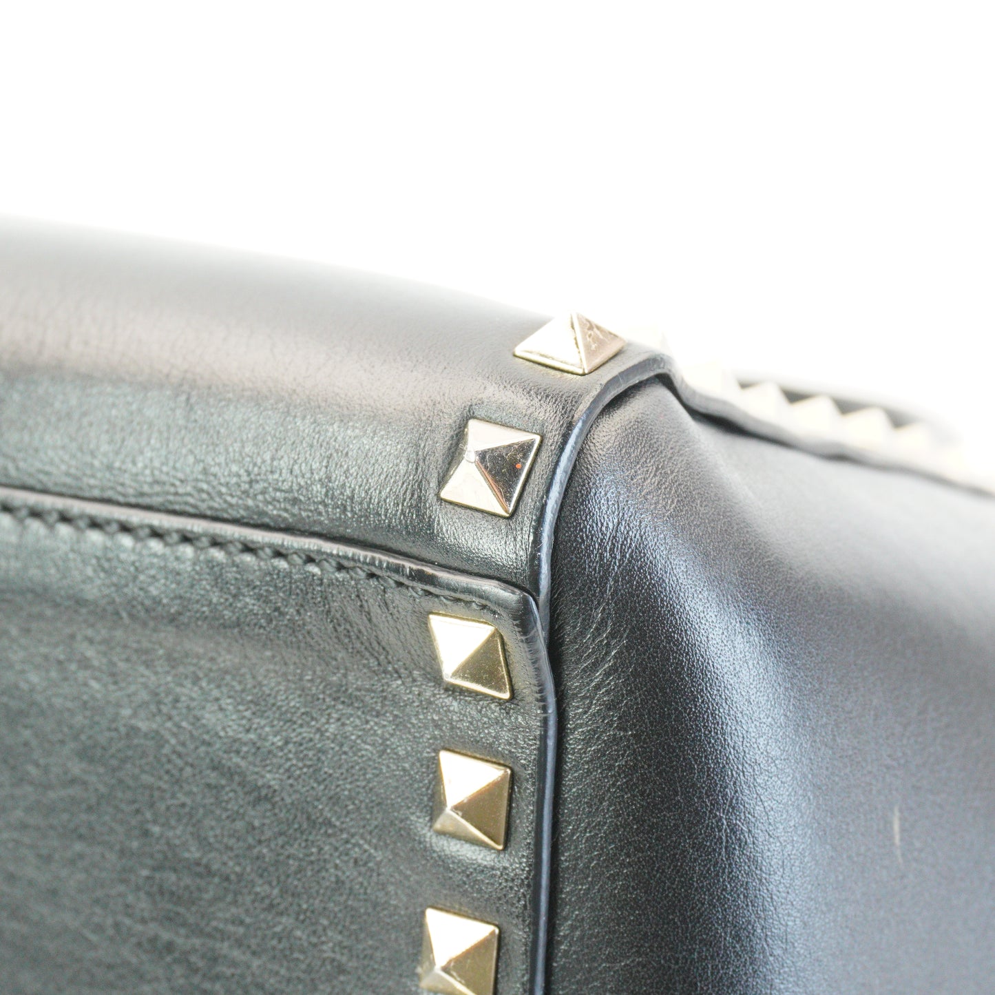 Valentino Rockstud Grainy Tote GHW Small Black