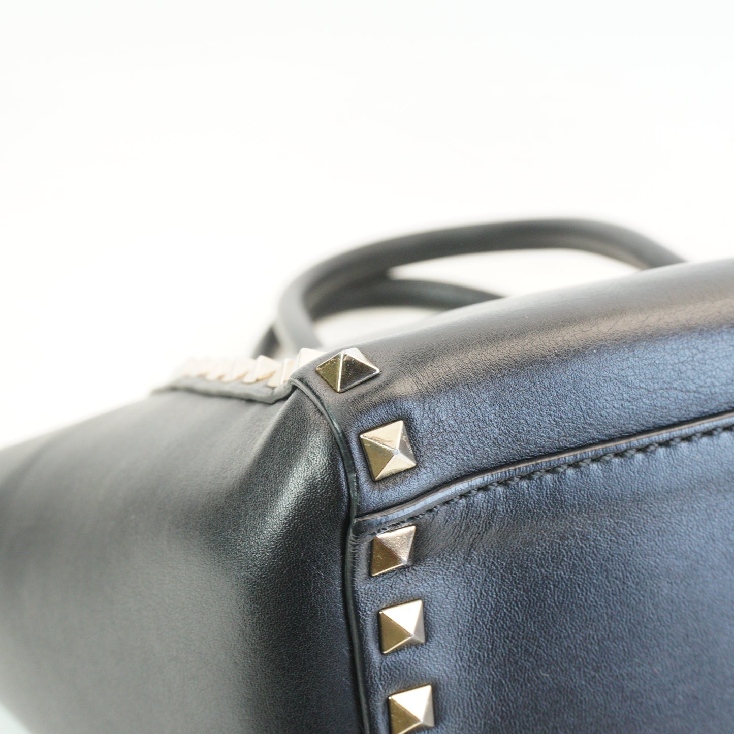 Valentino Rockstud Grainy Tote GHW Small Black