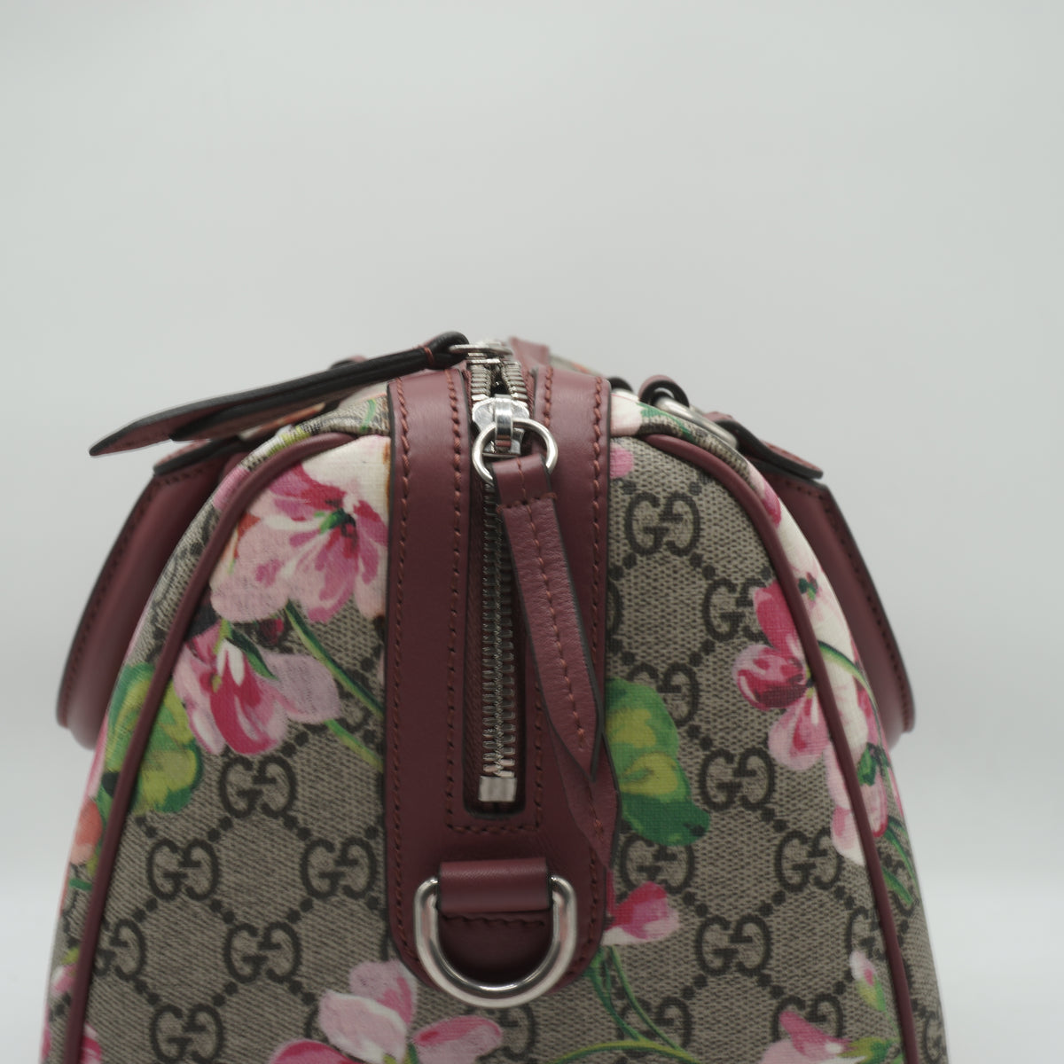 Gucci GG Supreme Monogram Blooms Large Boston Top Handle SHW