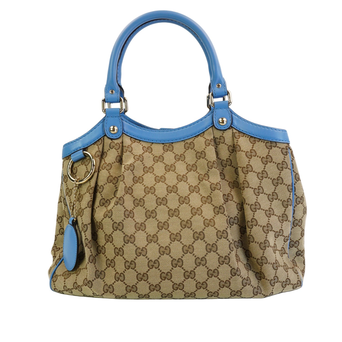 Gucci Biege GG Canvas With Distinct Blue leather Trim Medium GHW