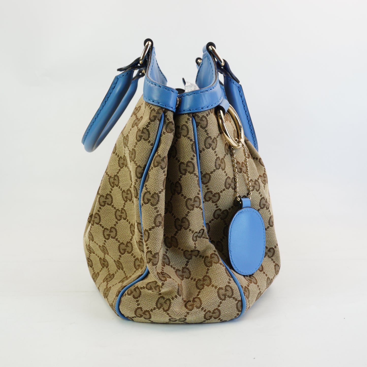 Gucci Biege GG Canvas With Distinct Blue leather Trim Medium GHW