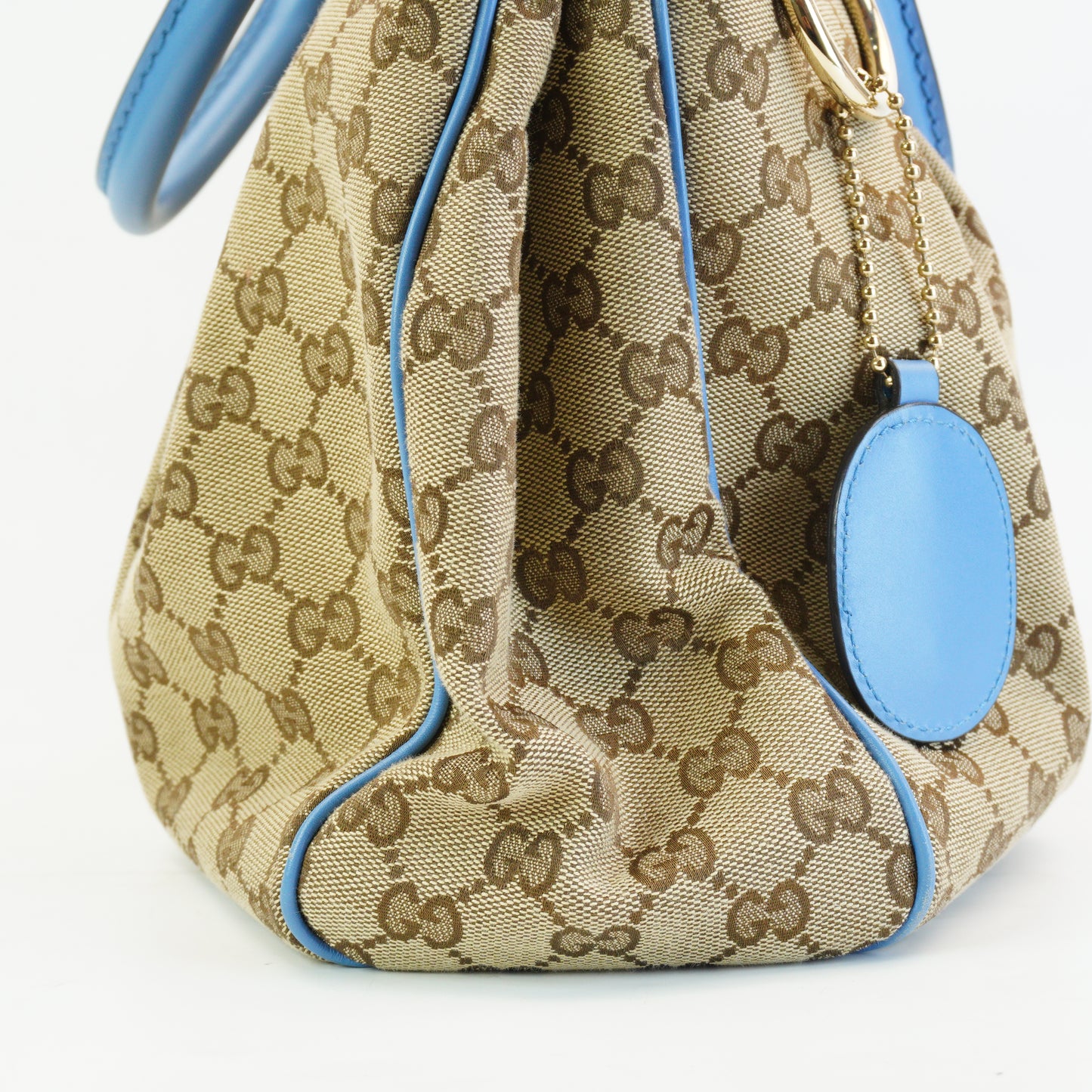Gucci Biege GG Canvas With Distinct Blue leather Trim Medium GHW