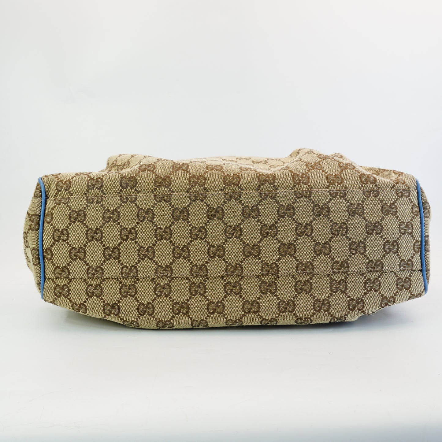 Gucci Biege GG Canvas With Distinct Blue leather Trim Medium GHW