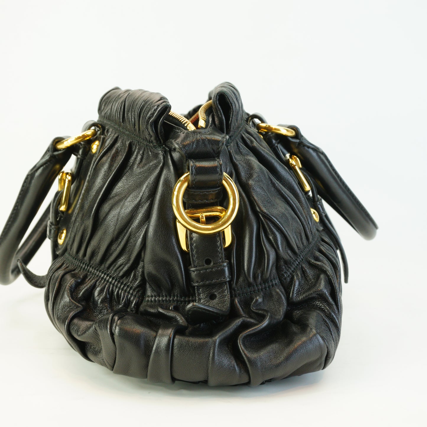 Prada Nappa Gaufre Leather Satchel Horizontal Small Black GHW