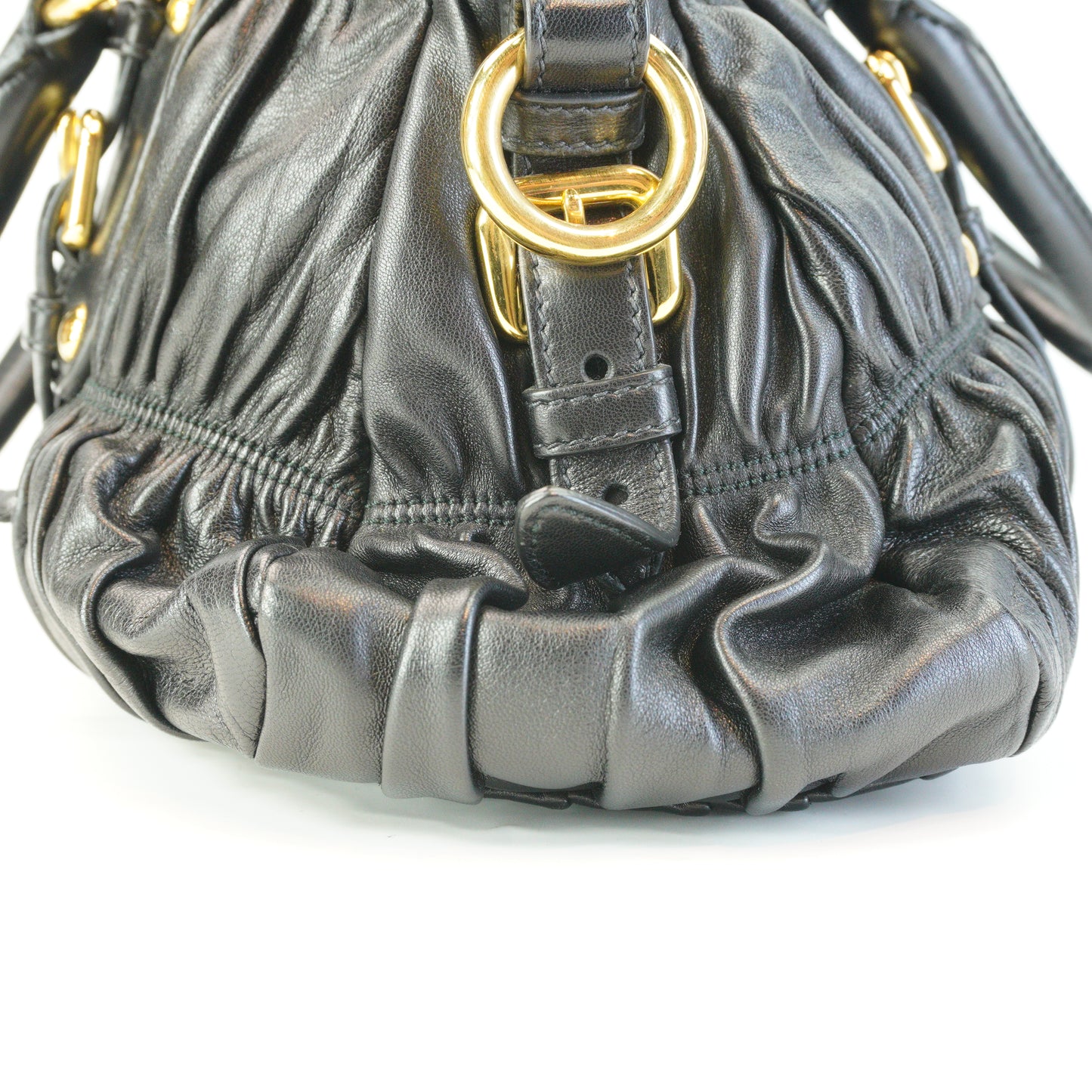 Prada Nappa Gaufre Leather Satchel Horizontal Small Black GHW