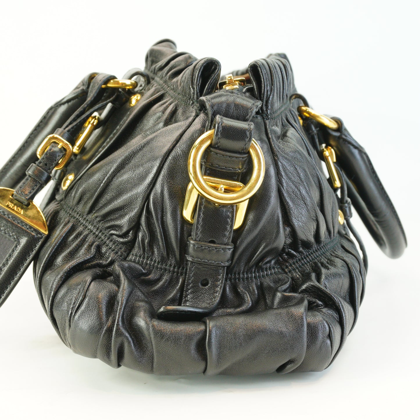 Prada Nappa Gaufre Leather Satchel Horizontal Small Black GHW
