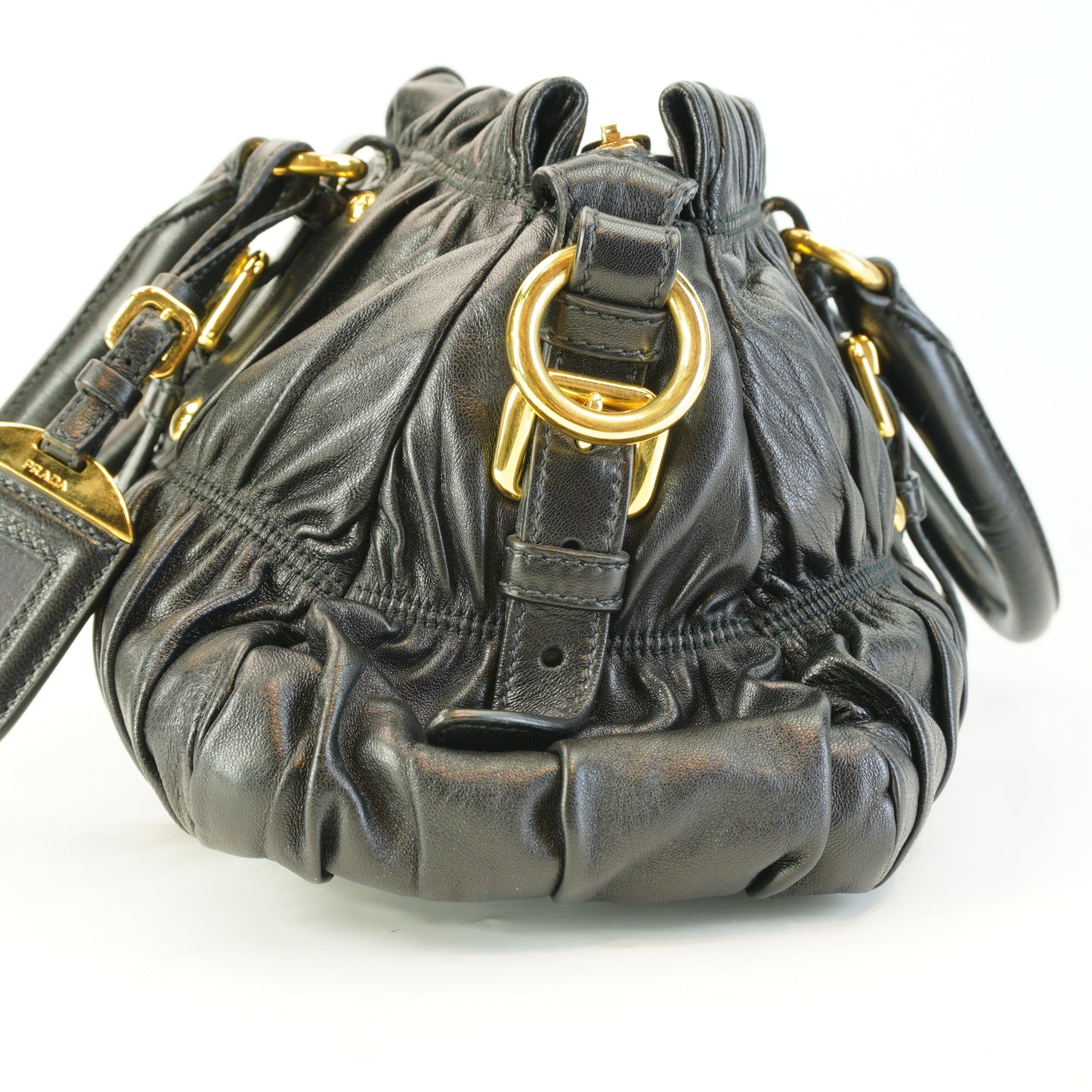 Prada Nappa Gaufre Leather Satchel Horizontal Small Black GHW