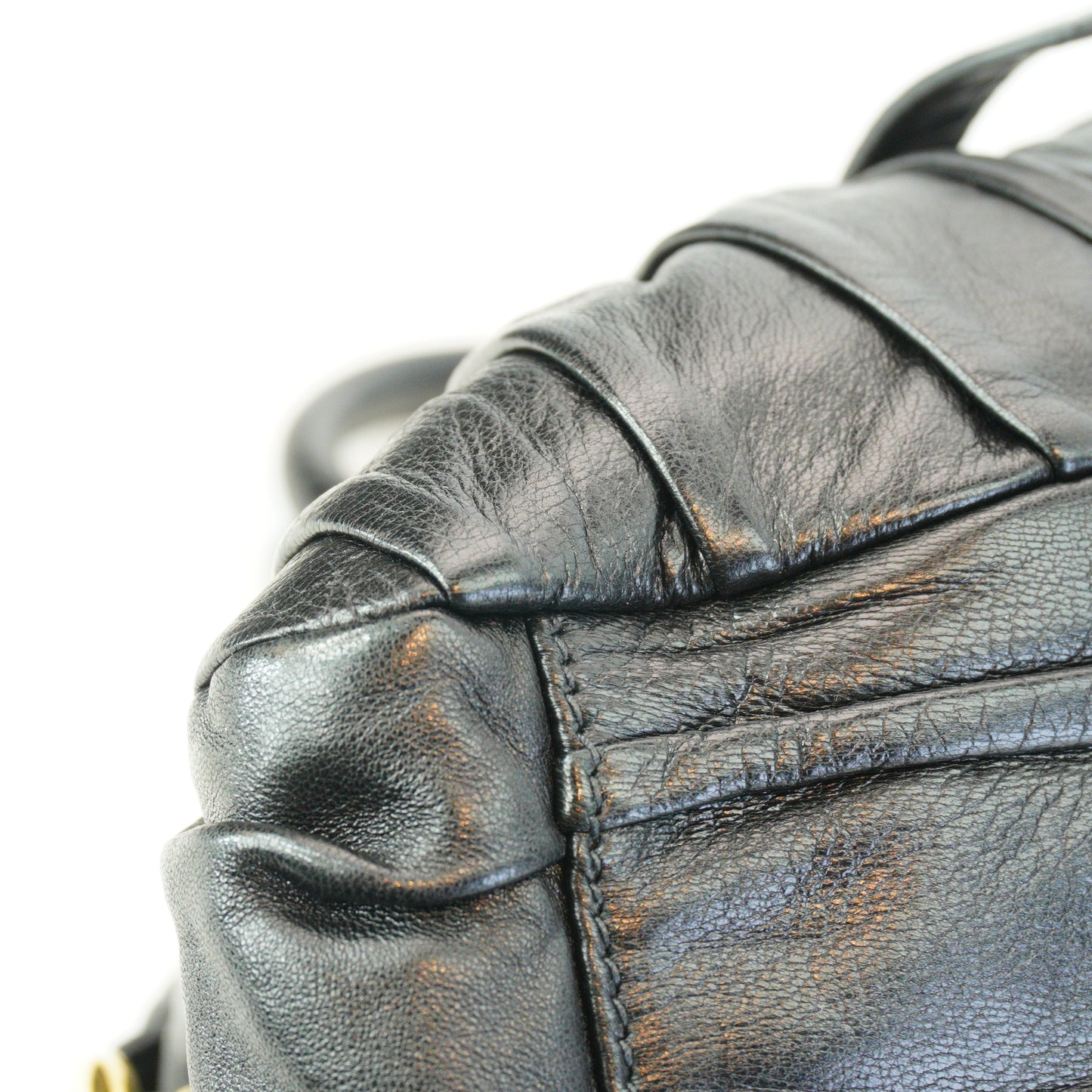 Prada Nappa Gaufre Leather Satchel Horizontal Small Black GHW