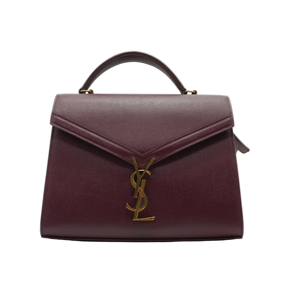 YSL	Cassandra Medium Top Handle Bag Burgundy GHW