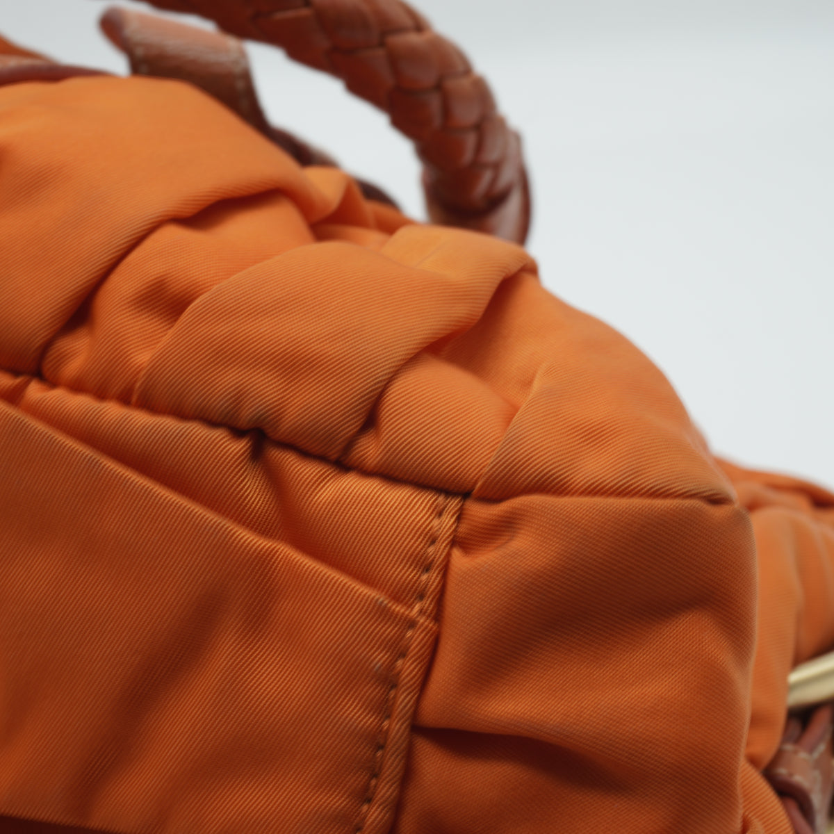 Prada	Tessuto Gaufre Convertible Satchel Orange Medium GHW