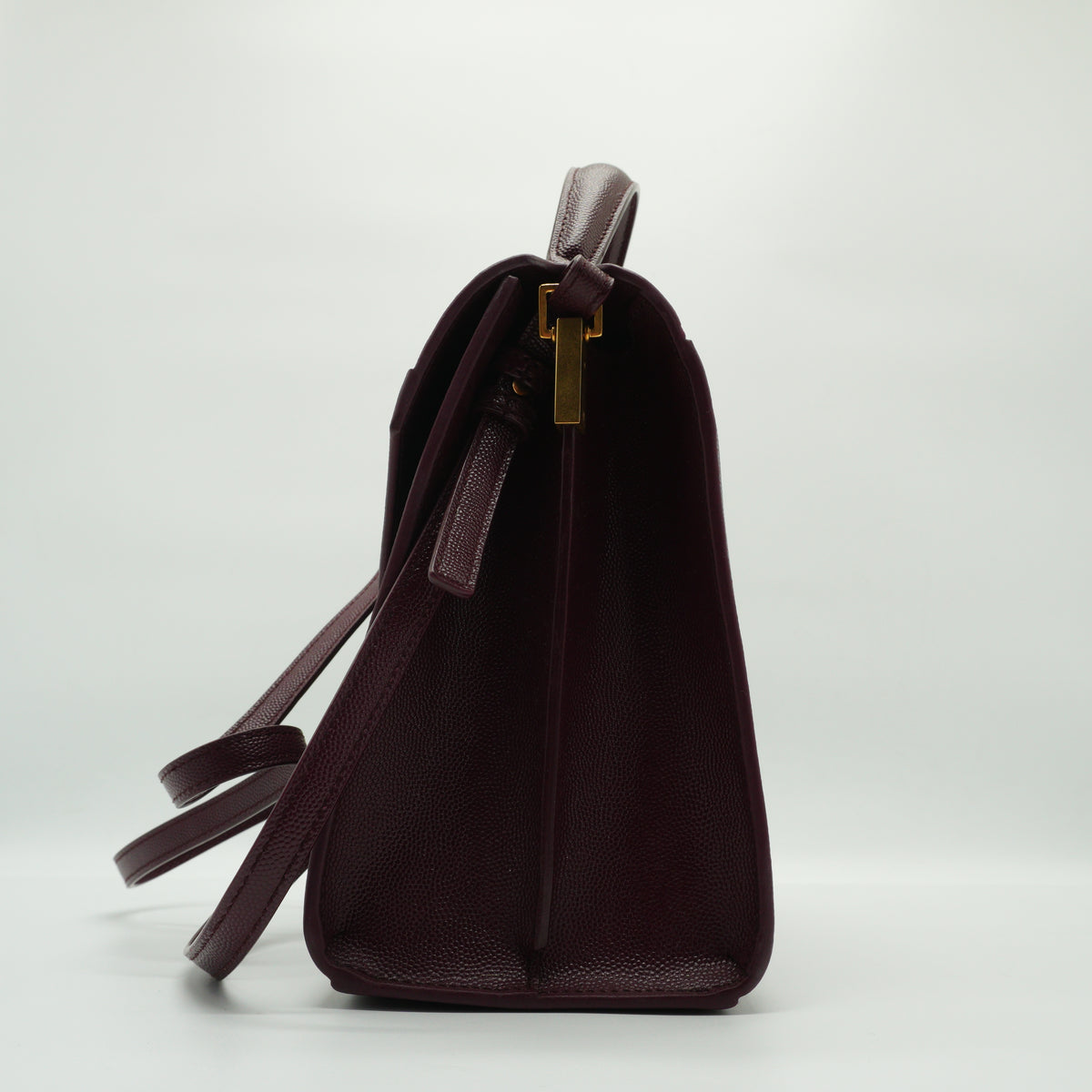 YSL	Cassandra Medium Top Handle Bag Burgundy GHW