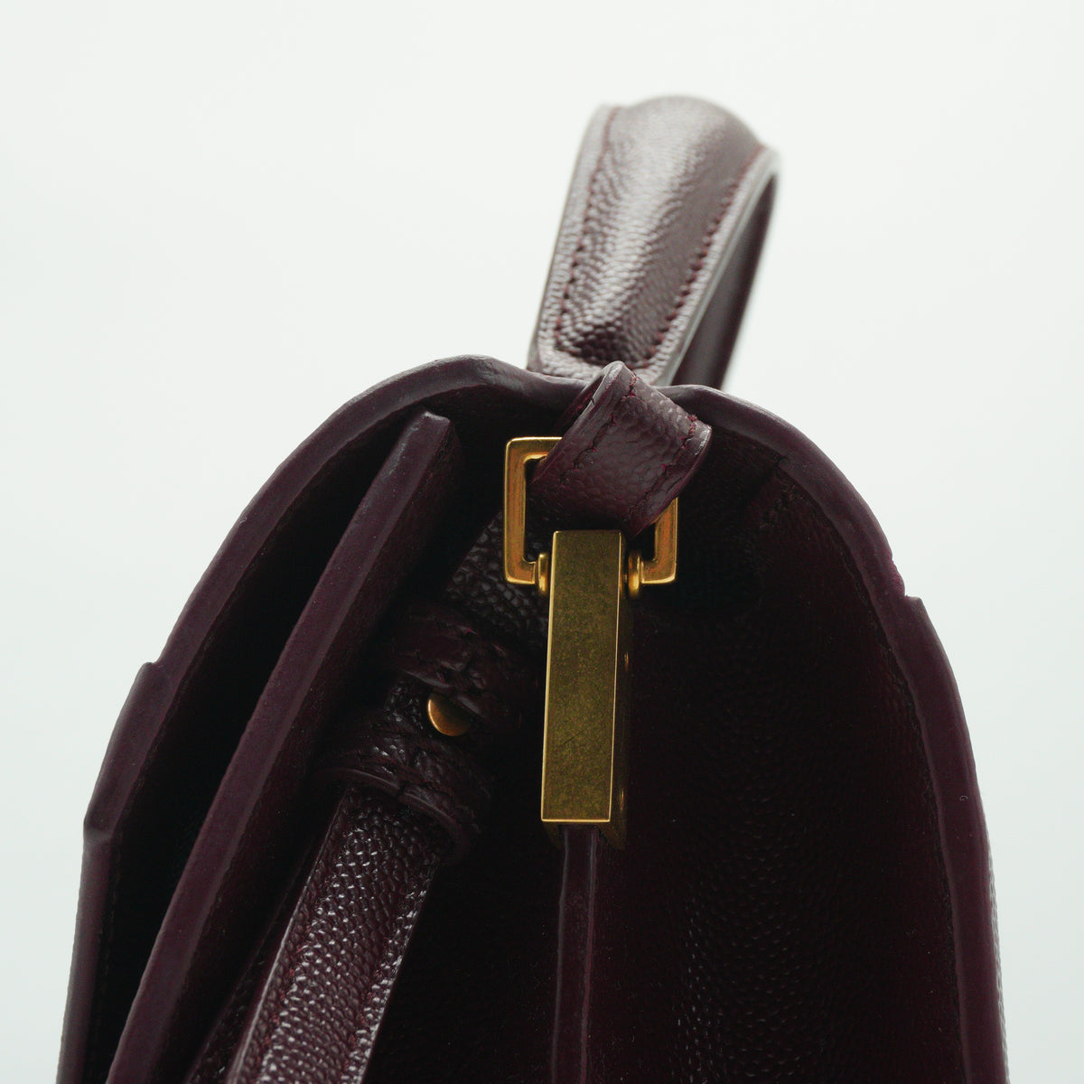 YSL	Cassandra Medium Top Handle Bag Burgundy GHW