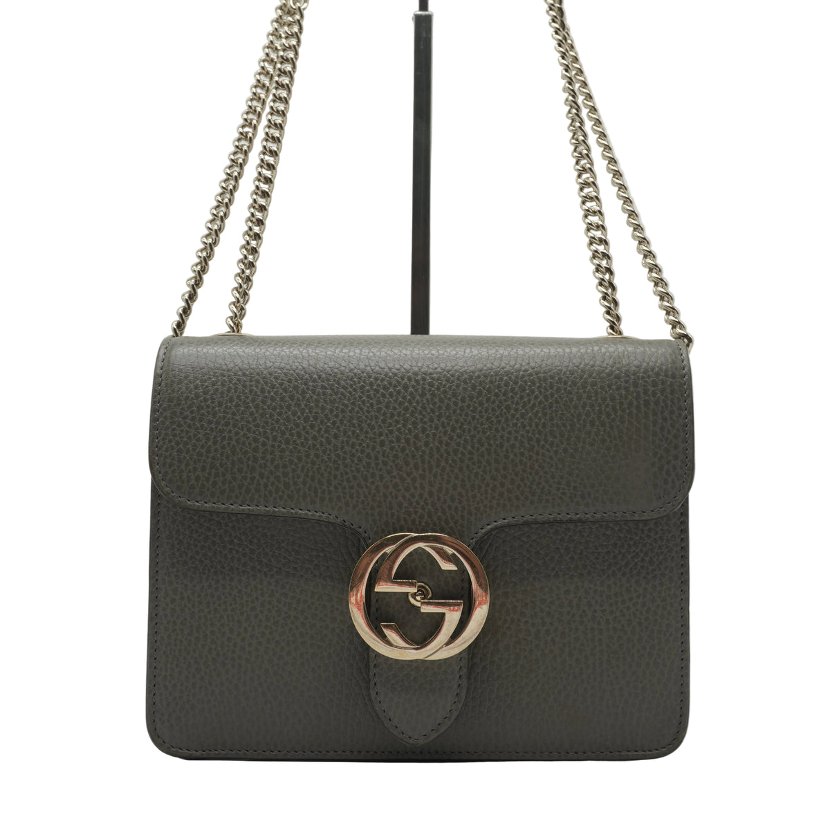Gucci	Gucci Small Interlocking G Shoulder Bag Gray BHW