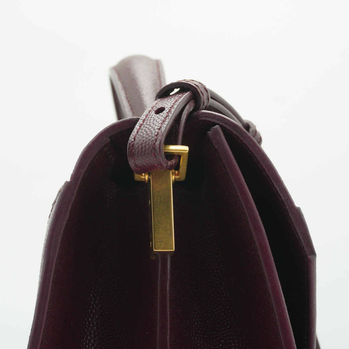 YSL	Cassandra Medium Top Handle Bag Burgundy GHW