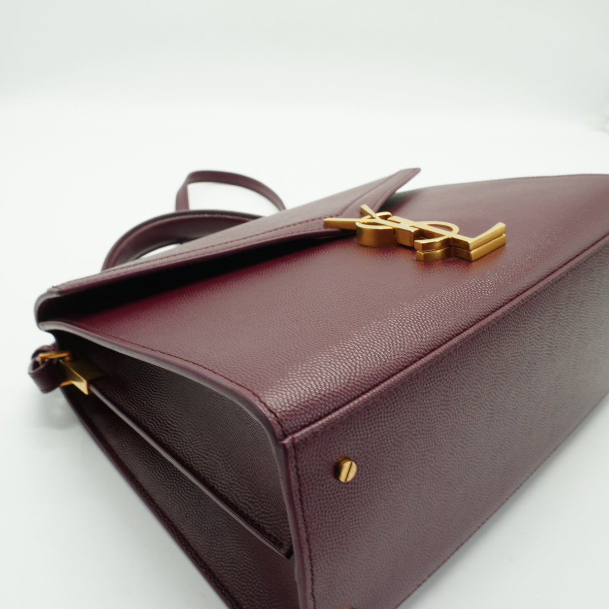 YSL	Cassandra Medium Top Handle Bag Burgundy GHW