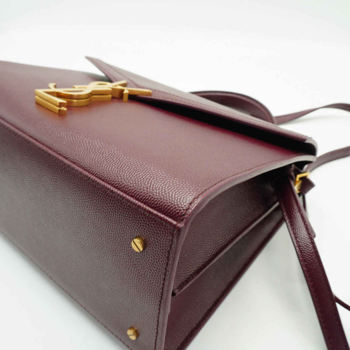 YSL	Cassandra Medium Top Handle Bag Burgundy GHW