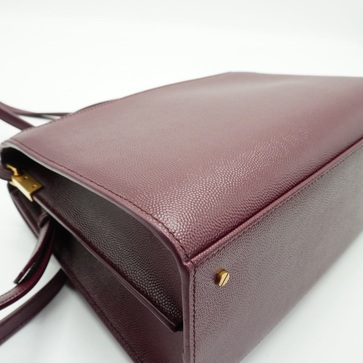 YSL	Cassandra Medium Top Handle Bag Burgundy GHW