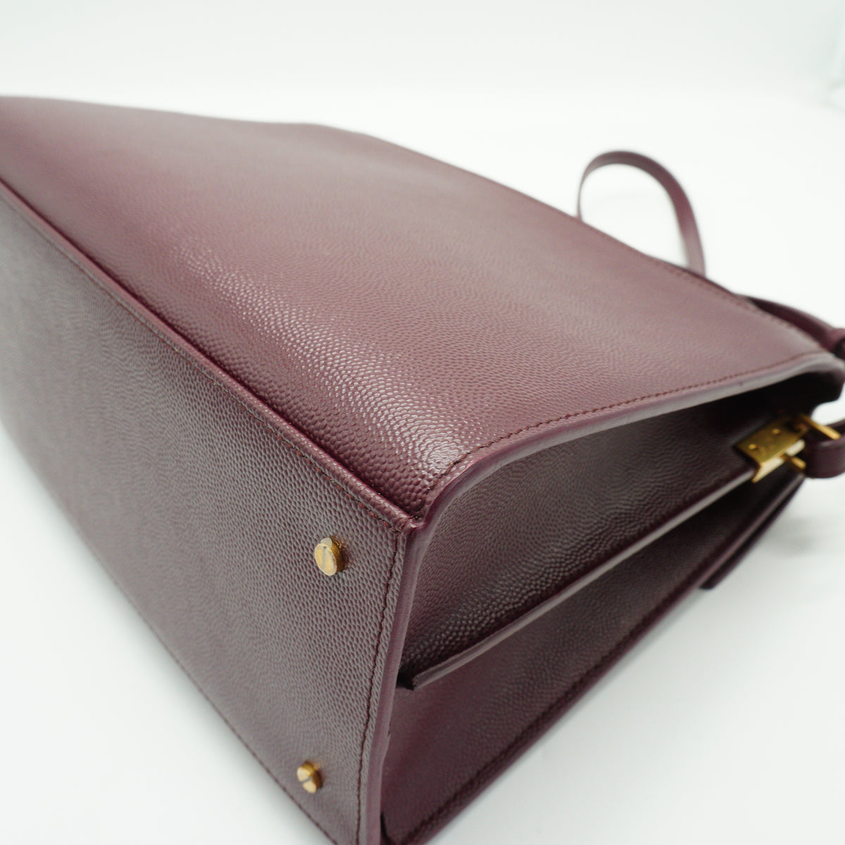 YSL	Cassandra Medium Top Handle Bag Burgundy GHW