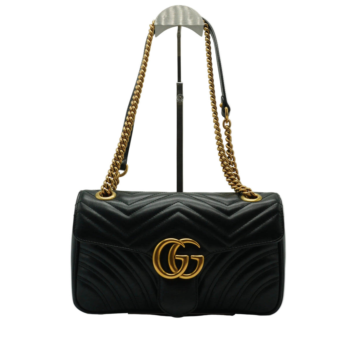 Gucci GG Marmont Matelasse Shoulder Bag Black Small GHW