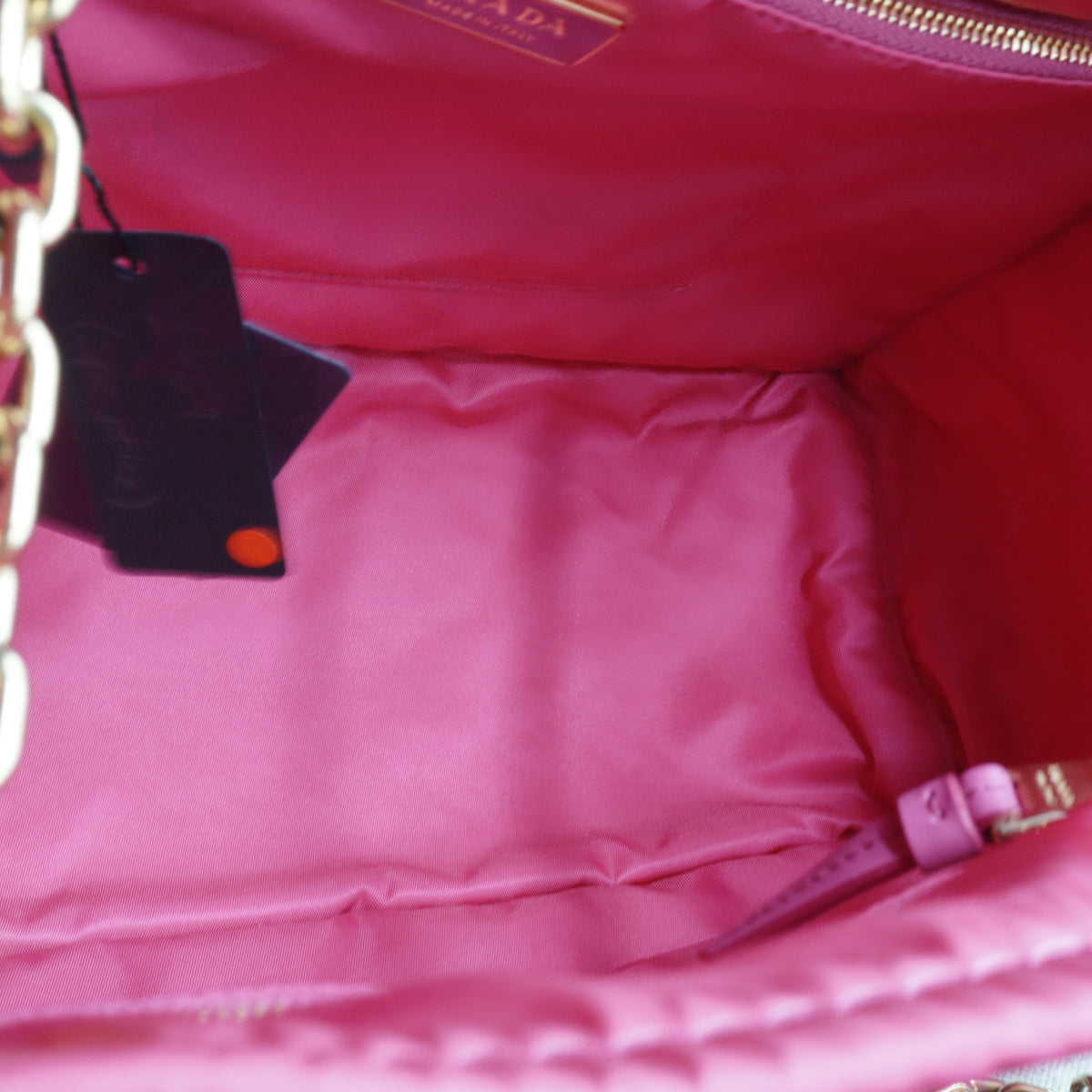Prada Tessuto Chain Tote Large Pink GHW