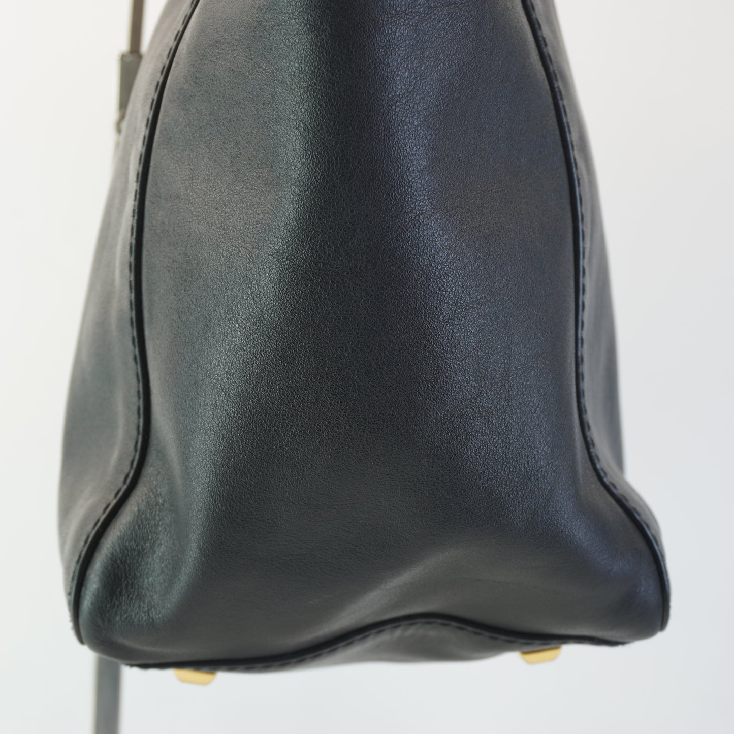 Valentino Black Leather Tote with big gold studs and bag tag