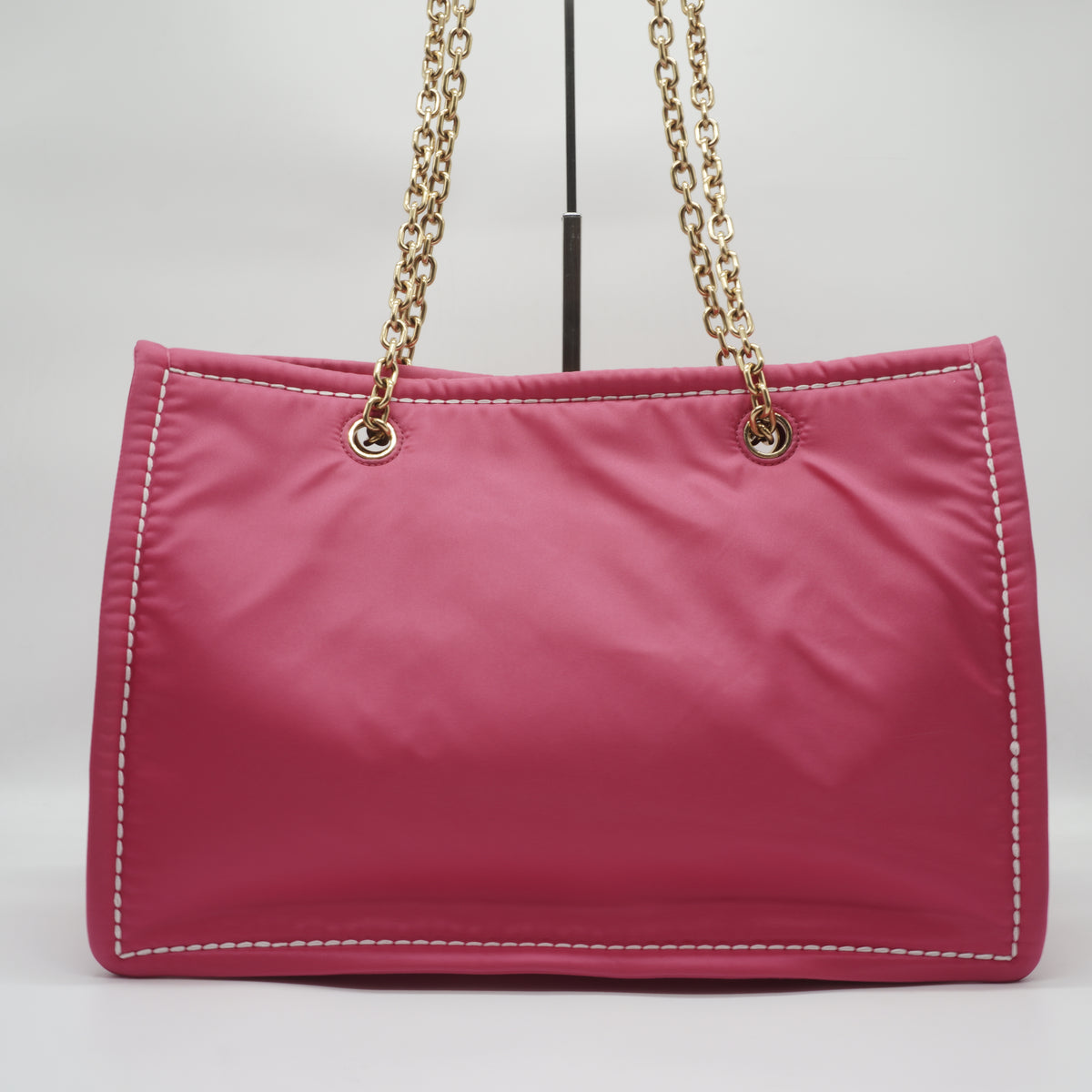 Prada Tessuto Chain Tote Large Pink GHW