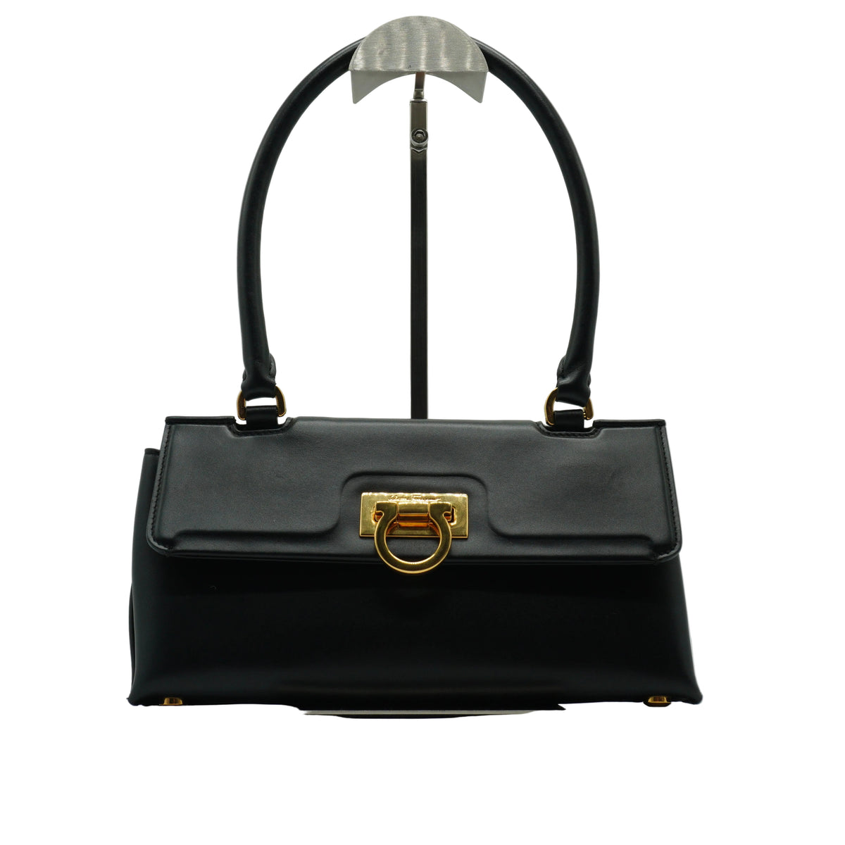 Salvatore Ferragamo Trifolio Swing Bag Black Small GHW