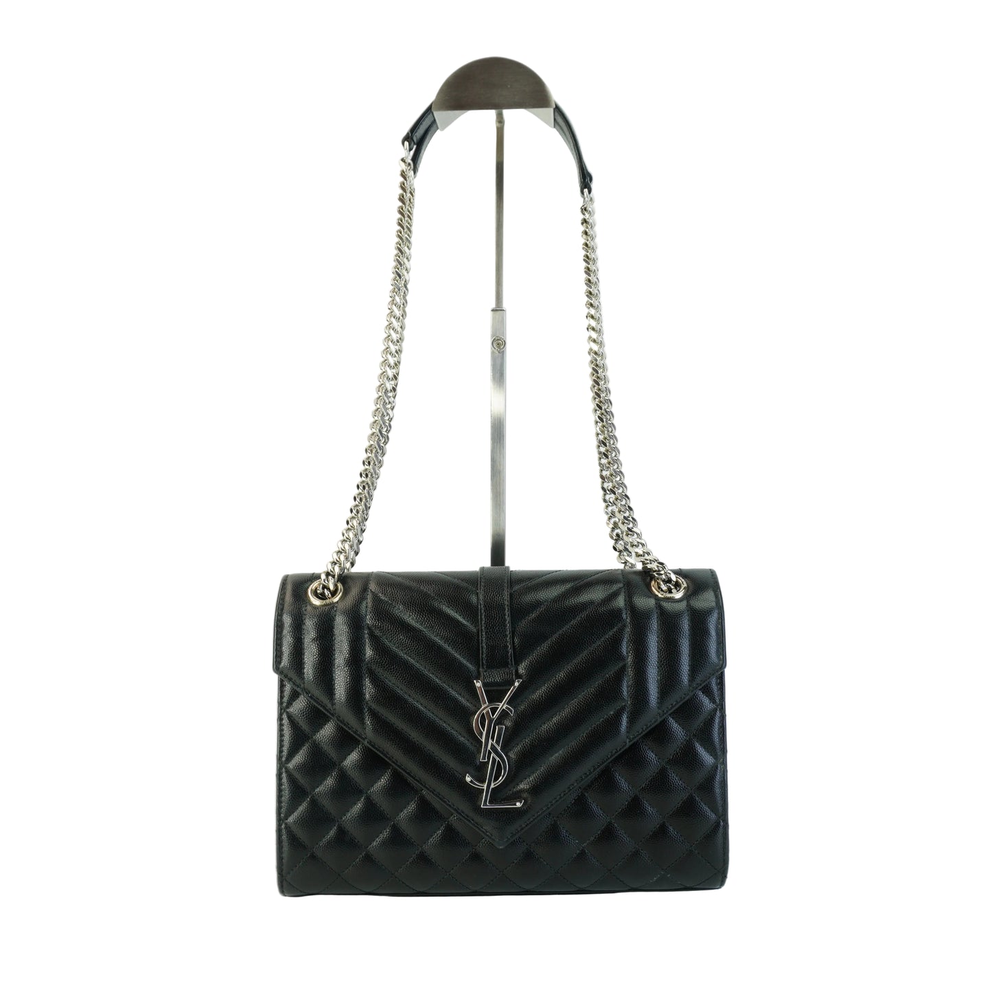 YSL	Envelope  Caviar Medium Black GHW