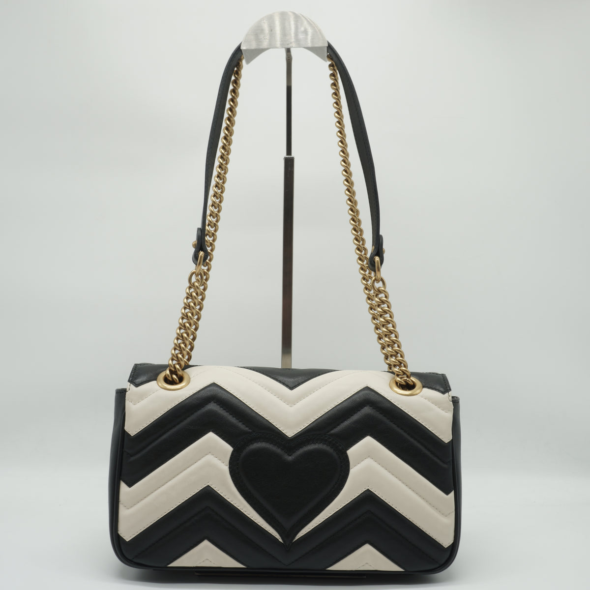 Gucci Matellasse GG Marmont Small Black-White GHW