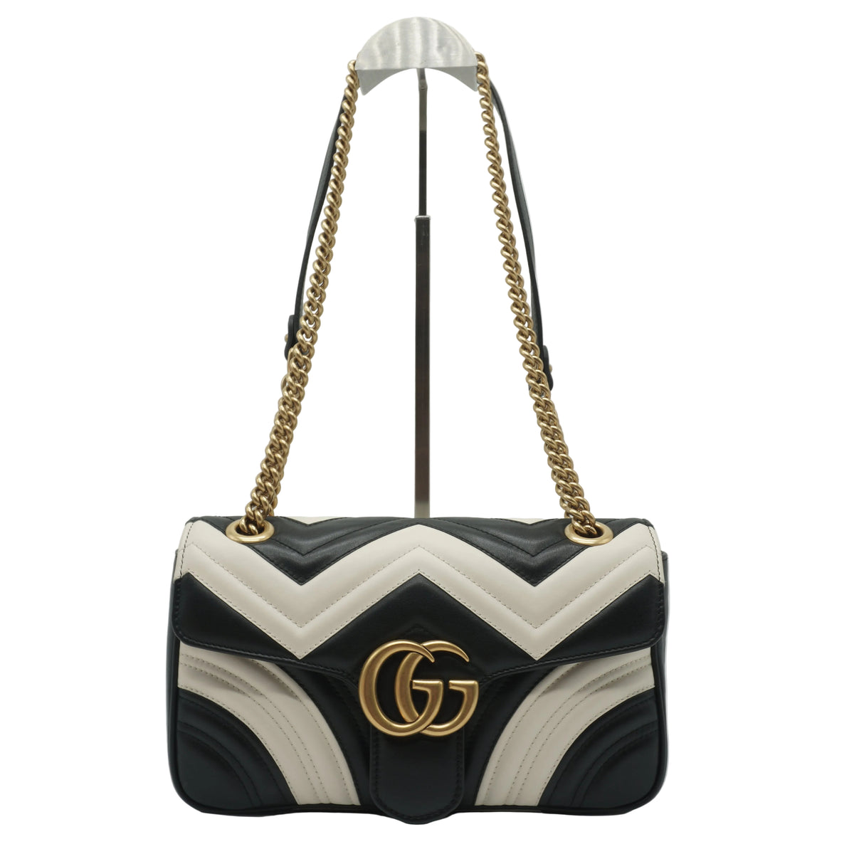 Gucci Matellasse GG Marmont Small Black-White GHW