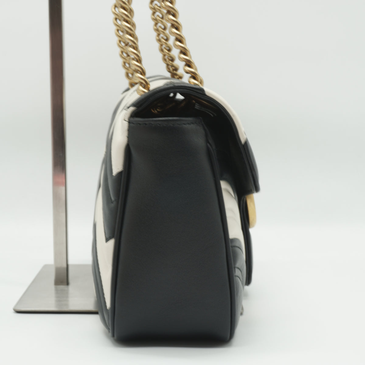 Gucci Matellasse GG Marmont Small Black-White GHW