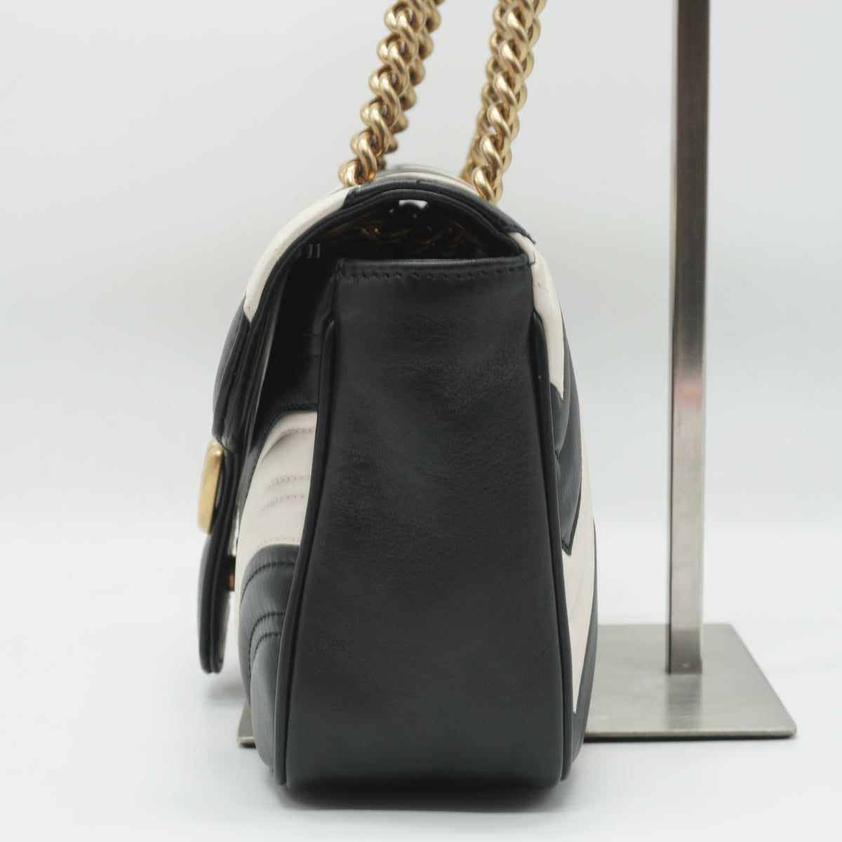 Gucci Matellasse GG Marmont Small Black-White GHW