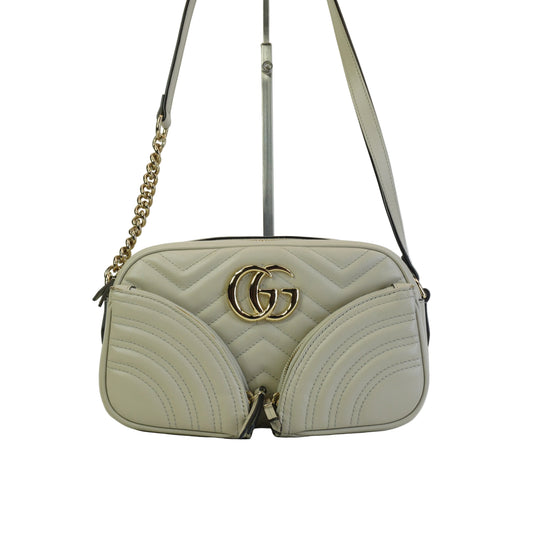 Gucci GG Marmong 2.0 Matelasse Small Camera Bag Beige GHW