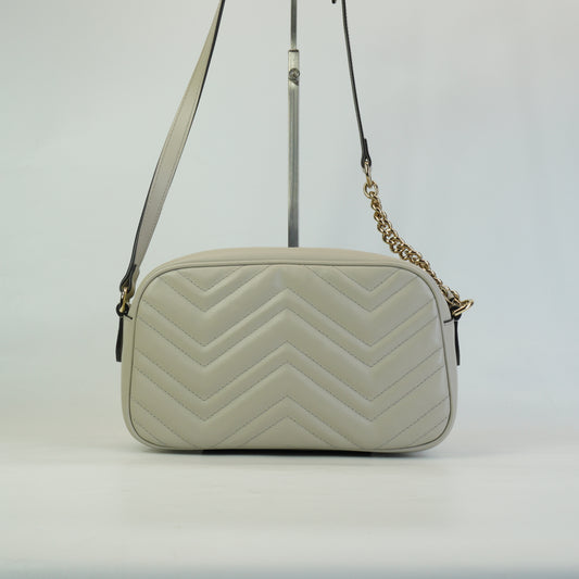 Gucci GG Marmong 2.0 Matelasse Small Camera Bag Beige GHW