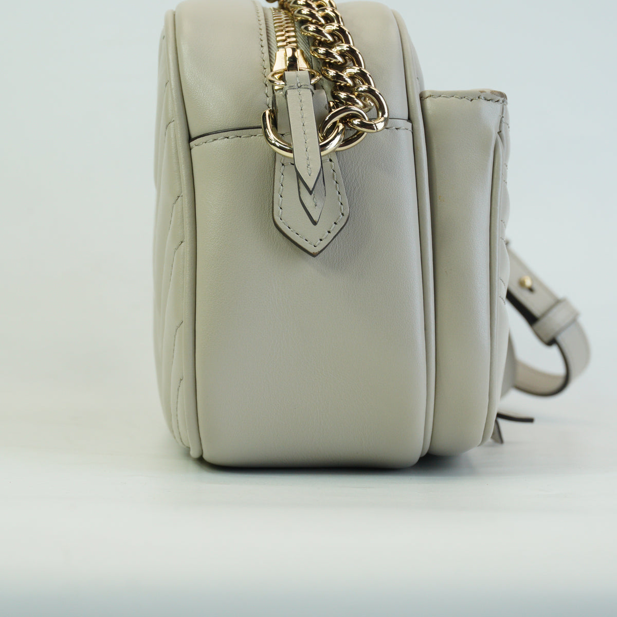 Gucci GG Marmong 2.0 Matelasse Small Camera Bag Beige GHW