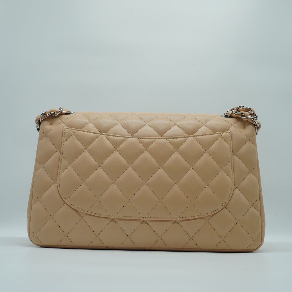 Chanel Classic Double Flap Bag Beige Jumbo SHW