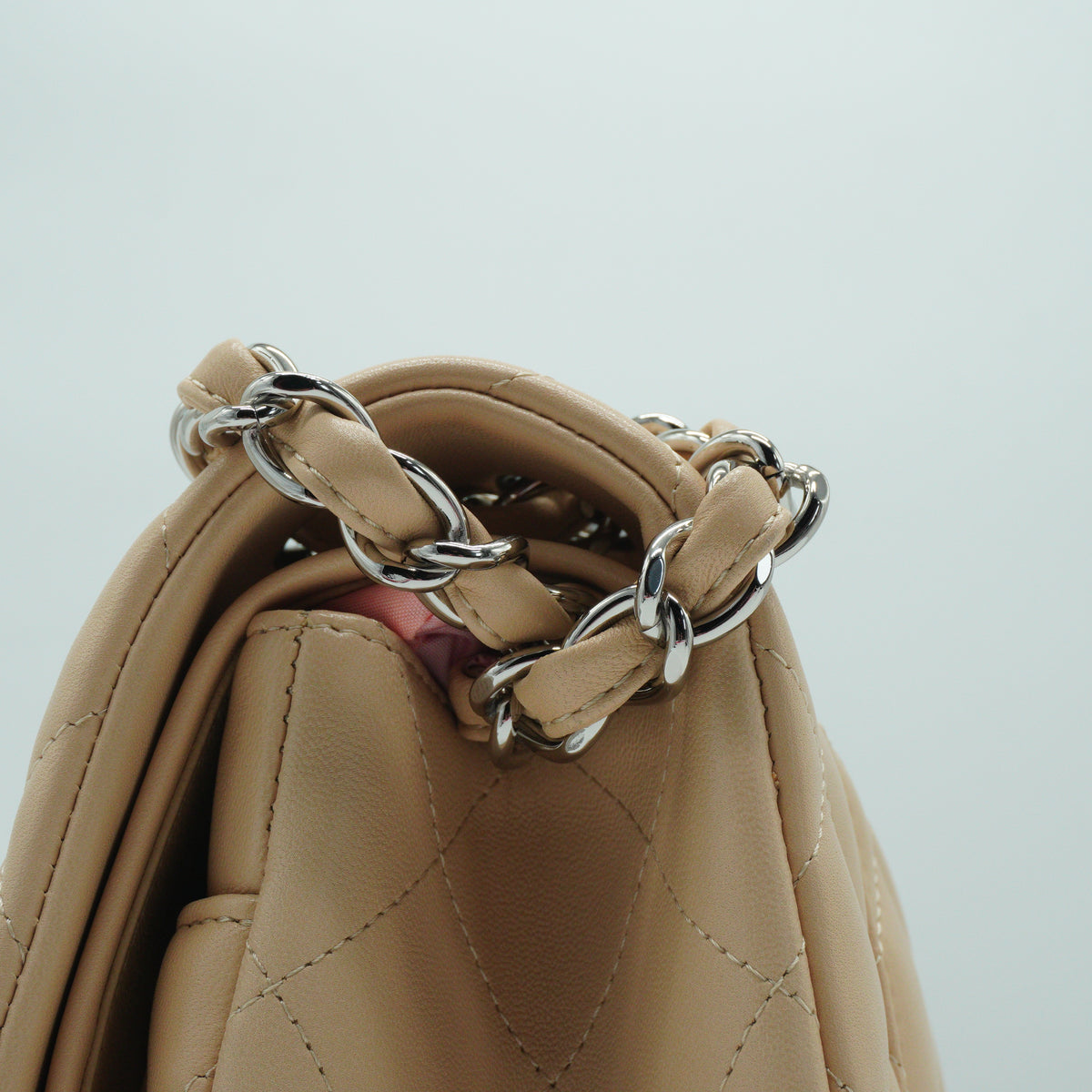 Chanel Classic Double Flap Bag Beige Jumbo SHW