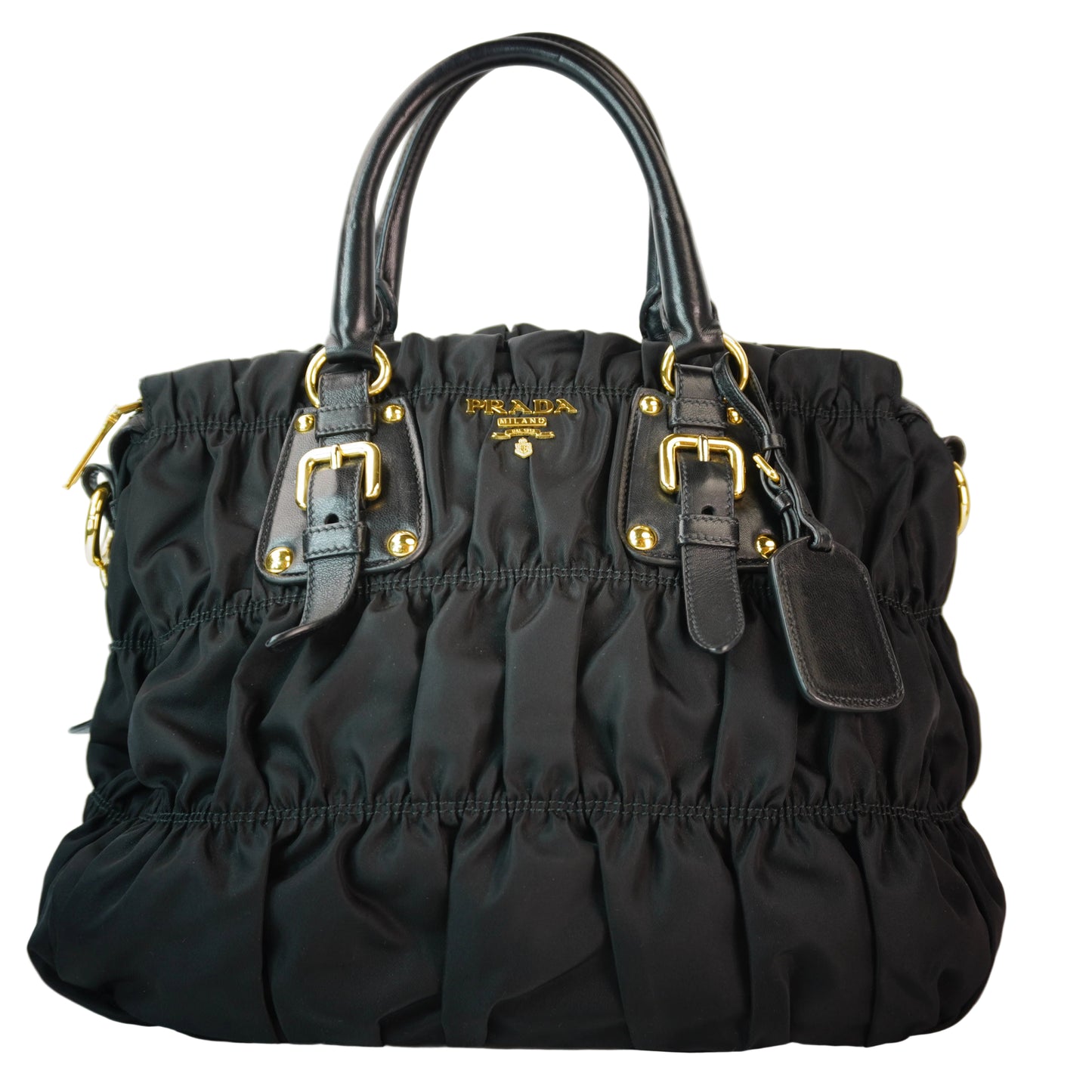 Prada Gaufre Tessuto Nylon Large Black GHW (15X30X17)cm