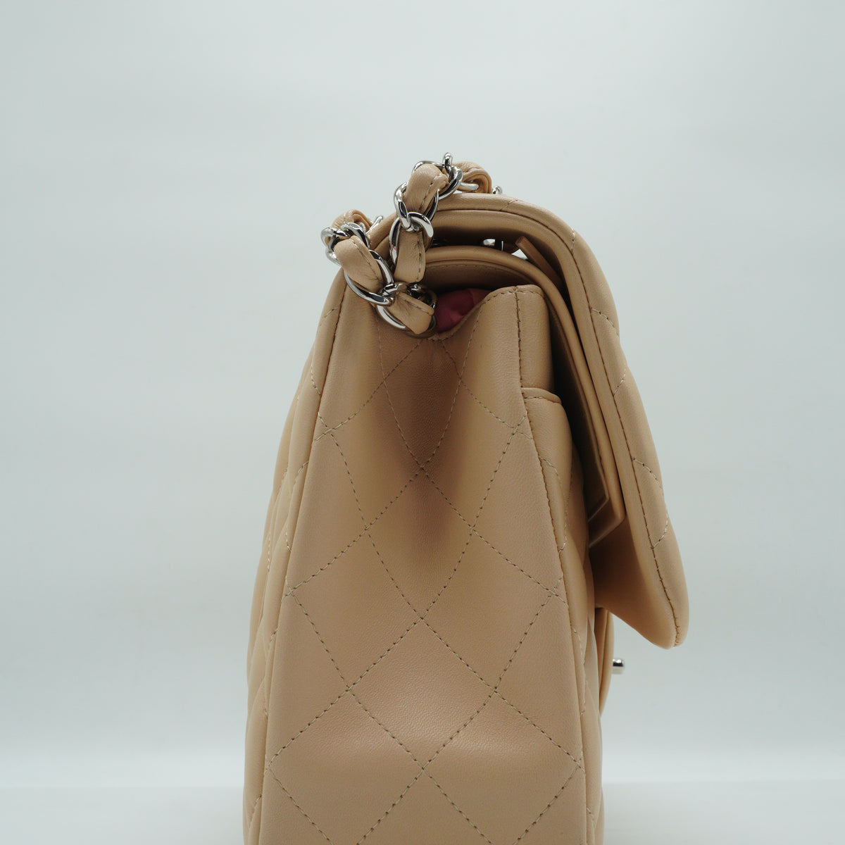 Chanel Classic Double Flap Bag Beige Jumbo SHW