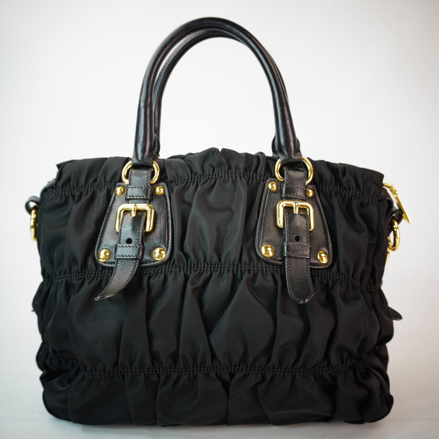 Prada Gaufre Tessuto Nylon Large Black GHW (15X30X17)cm