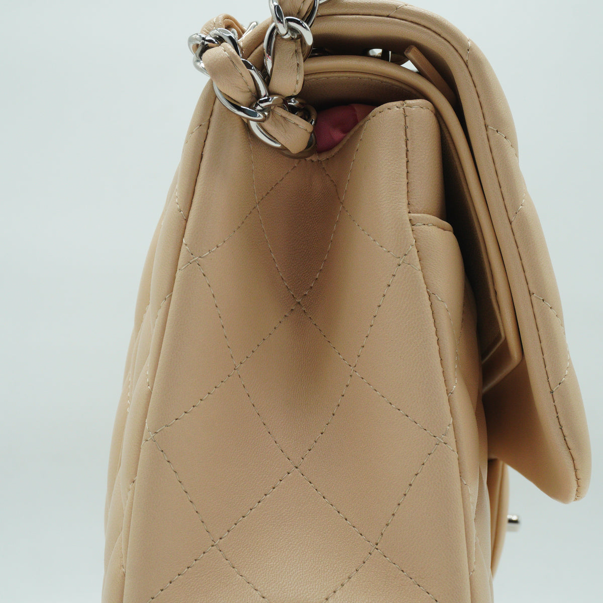 Chanel Classic Double Flap Bag Beige Jumbo SHW