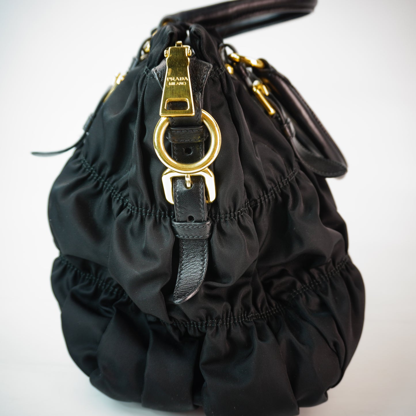 Prada Gaufre Tessuto Nylon Large Black GHW (15X30X17)cm