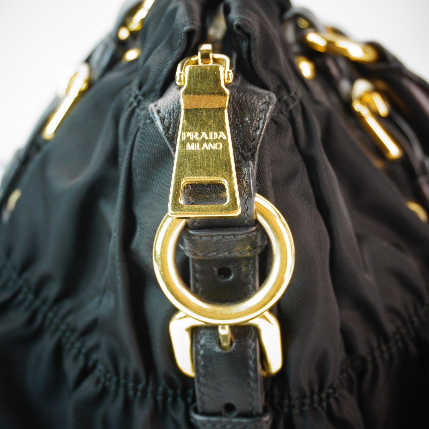 Prada Gaufre Tessuto Nylon Large Black GHW (15X30X17)cm