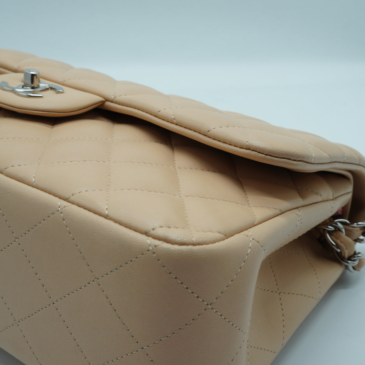 Chanel Classic Double Flap Bag Beige Jumbo SHW