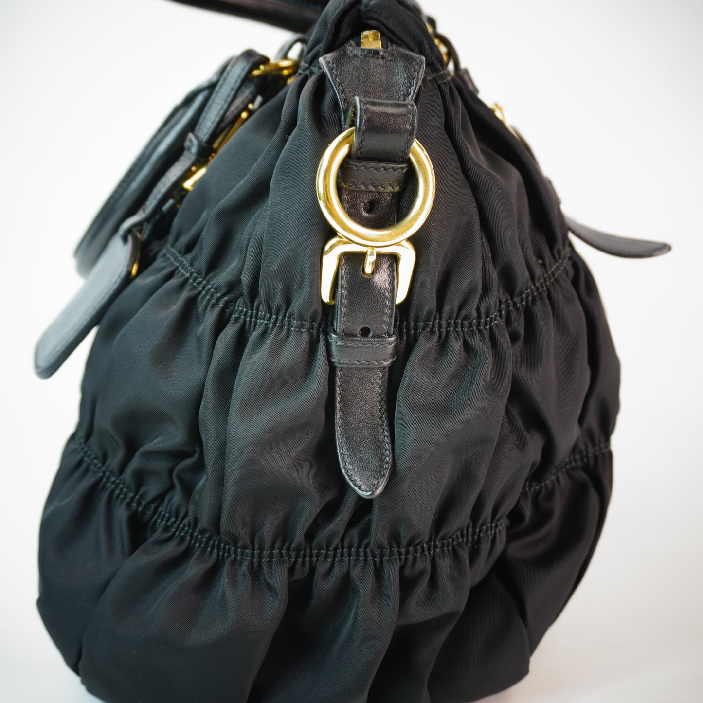 Prada Gaufre Tessuto Nylon Large Black GHW (15X30X17)cm