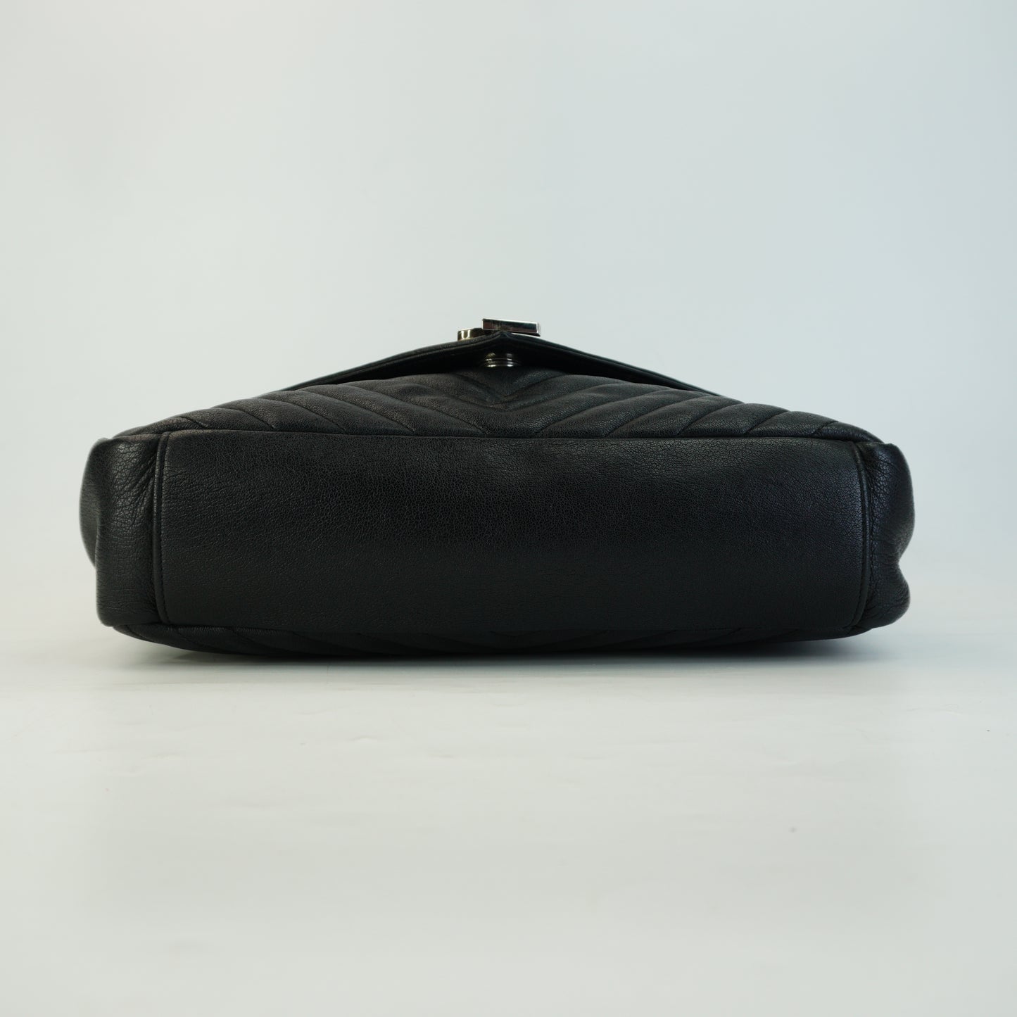 YSL	Large College Bag in black chevron-quilted calfskin