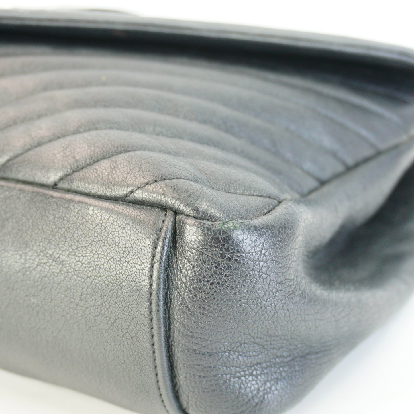 YSL	Large College Bag in black chevron-quilted calfskin
