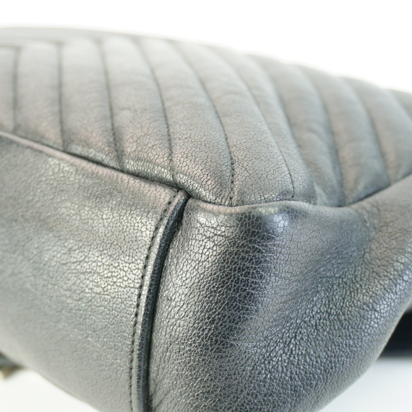 YSL	Large College Bag in black chevron-quilted calfskin